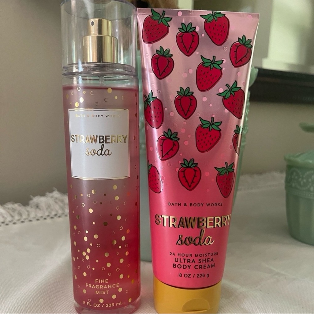 Bath & Body Works Strawberry Soda Fragrance Mist and Body Cream